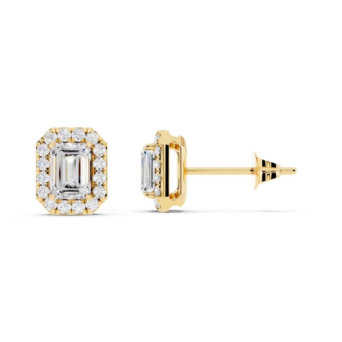 IGI Certified Halo Lab Grown Diamond Stud Earrings 14K Gold Or 925 Sterling Silver 0.99 Carat - 1 Carat EF Color VS Clarity