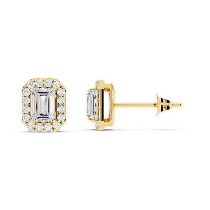 IGI Certified Halo Lab Grown Diamond Stud Earrings 14K Gold Or 925 Sterling Silver 0.99 Carat - 1 Carat EF Color VS Clarity