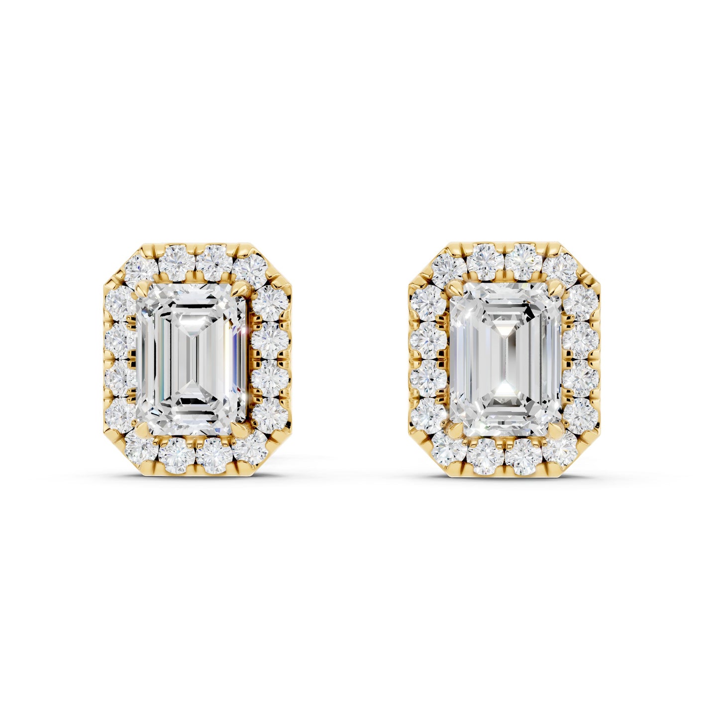 IGI Certified Halo Lab Grown Diamond Stud Earrings 14K Gold Or 925 Sterling Silver 0.99 Carat - 1 Carat EF Color VS Clarity