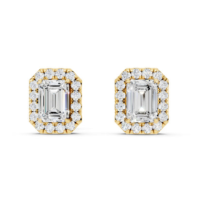 IGI Certified Halo Lab Grown Diamond Stud Earrings 14K Gold Or 925 Sterling Silver 0.99 Carat - 1 Carat EF Color VS Clarity