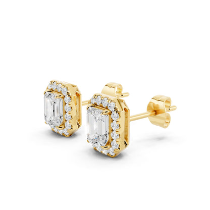 IGI Certified Halo Lab Grown Diamond Stud Earrings 14K Gold Or 925 Sterling Silver 0.99 Carat - 1 Carat EF Color VS Clarity