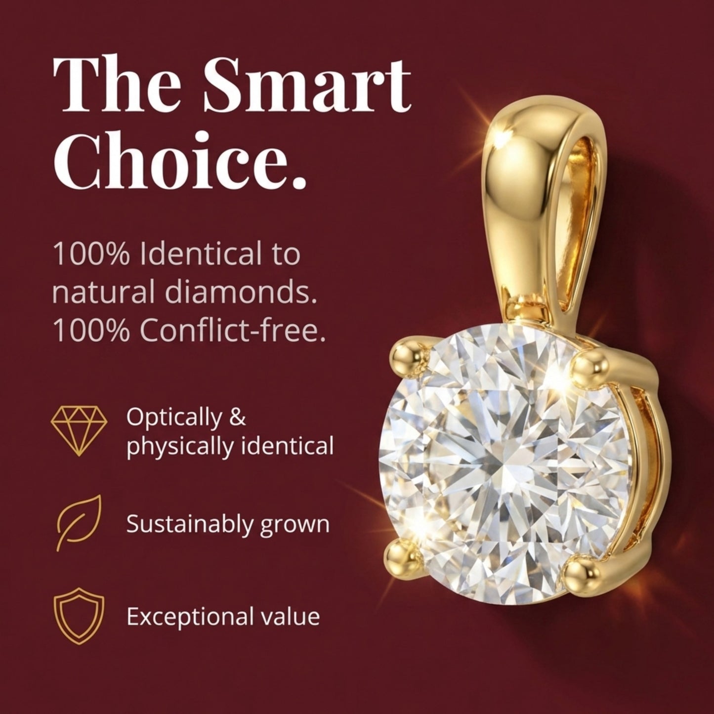 2 Ct IGI Certified Lab Diamond Solitaire Necklace (E-F VS1/VS2, 14K Gold)