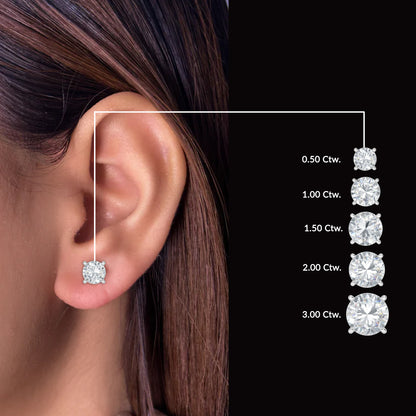0.50 Ct Lab Grown Diamond 14k Gold Women Stud Earrings With Screw Back/Solitaire Lab Grown Diamond Earrings for Women White Gold Studs