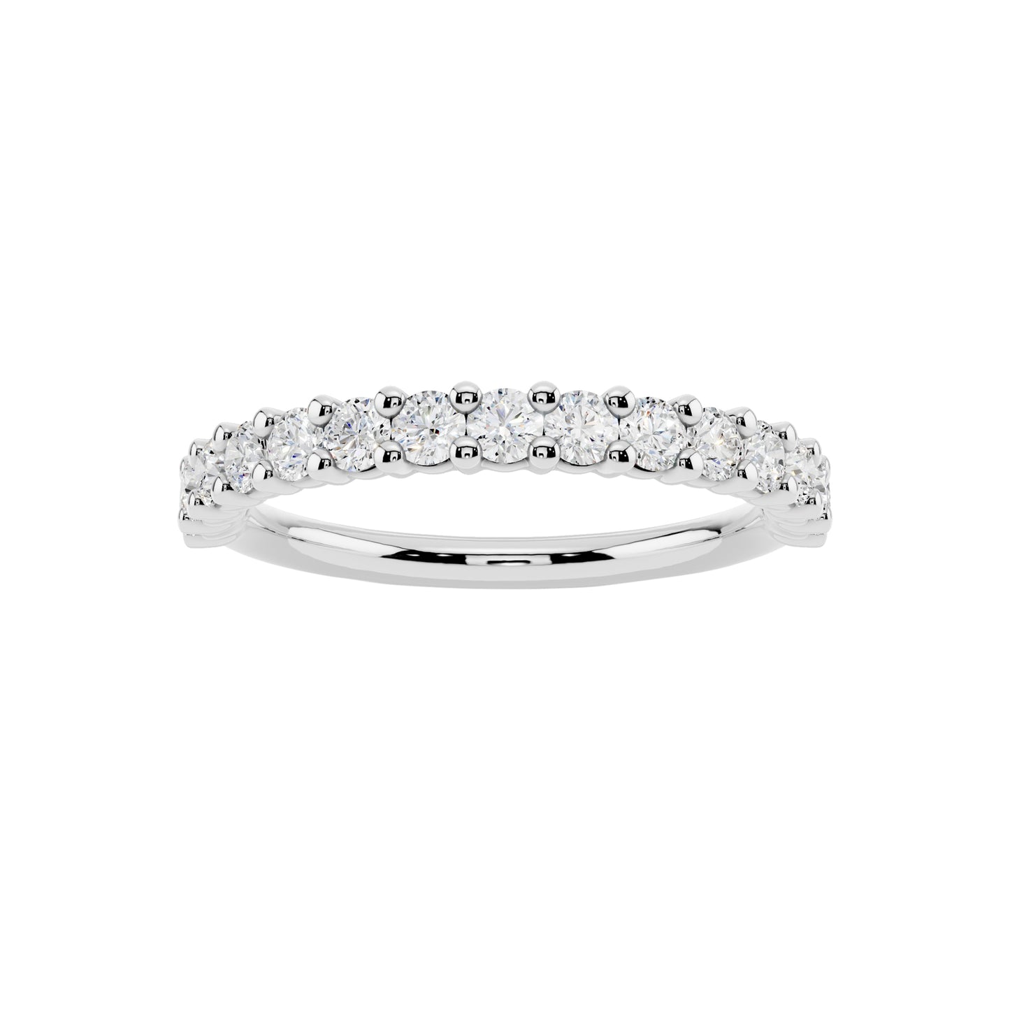 Lab Grown Diamond Half Eternity Ring for Women, 0.53 Carat EF-VS Quality Round Cut Diamond Wedding Band, 925 Sterling Silver Or 14K Gold Anniversary Engagement Stackable Ring