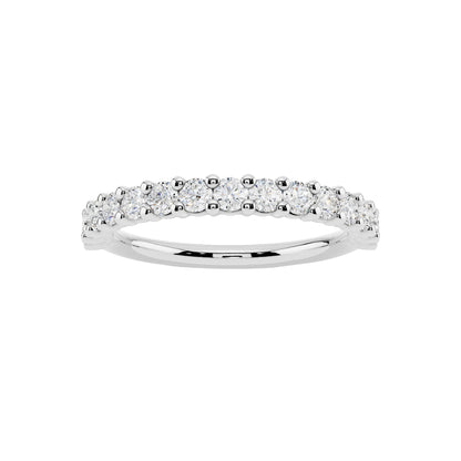 Lab Grown Diamond Half Eternity Ring for Women, 0.53 Carat EF-VS Quality Round Cut Diamond Wedding Band, 925 Sterling Silver Or 14K Gold Anniversary Engagement Stackable Ring