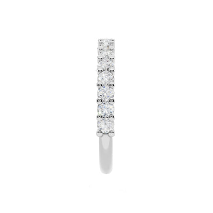 Lab Grown Diamond Half Eternity Ring for Women, 0.53 Carat EF-VS Quality Round Cut Diamond Wedding Band, 925 Sterling Silver Or 14K Gold Anniversary Engagement Stackable Ring