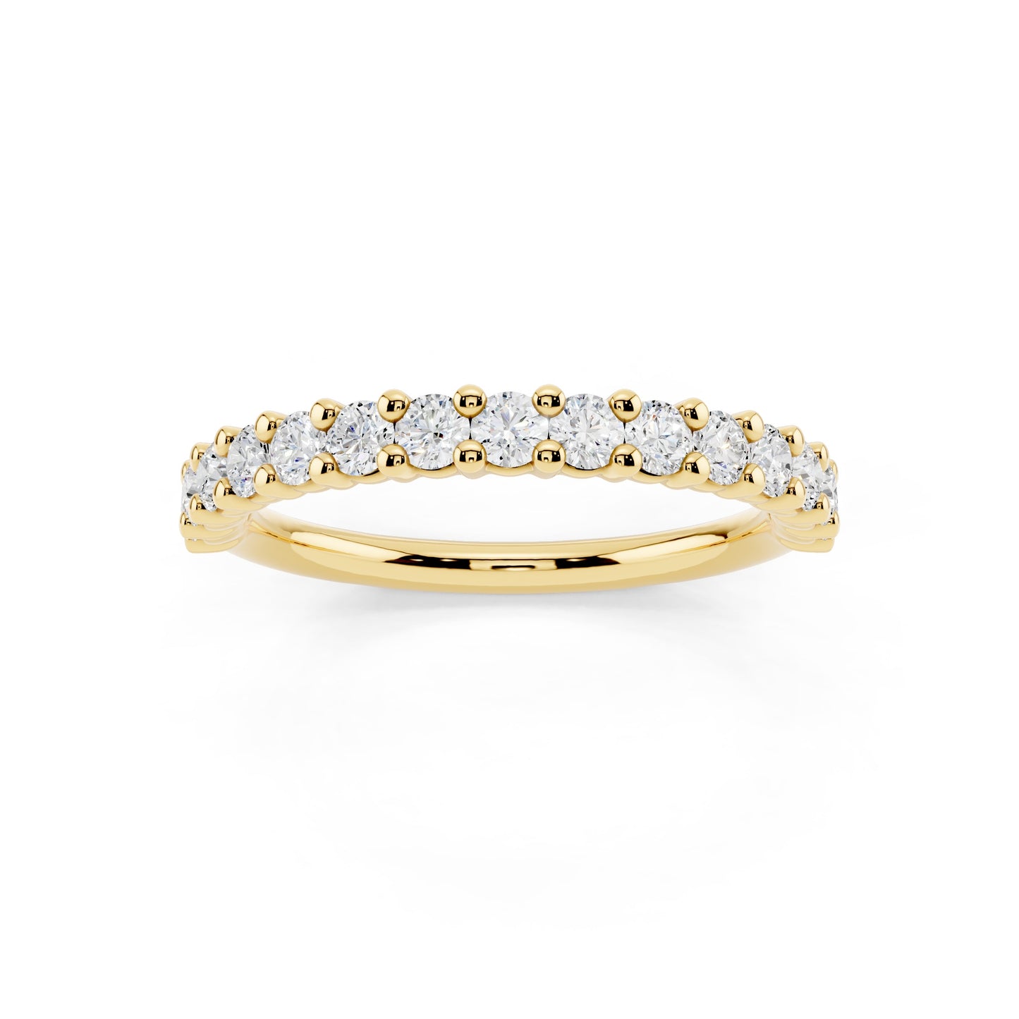 Lab Grown Diamond Half Eternity Ring for Women, 0.53 Carat EF-VS Quality Round Cut Diamond Wedding Band, 925 Sterling Silver Or 14K Gold Anniversary Engagement Stackable Ring