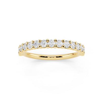 Lab Grown Diamond Half Eternity Ring for Women, 0.53 Carat EF-VS Quality Round Cut Diamond Wedding Band, 925 Sterling Silver Or 14K Gold Anniversary Engagement Stackable Ring