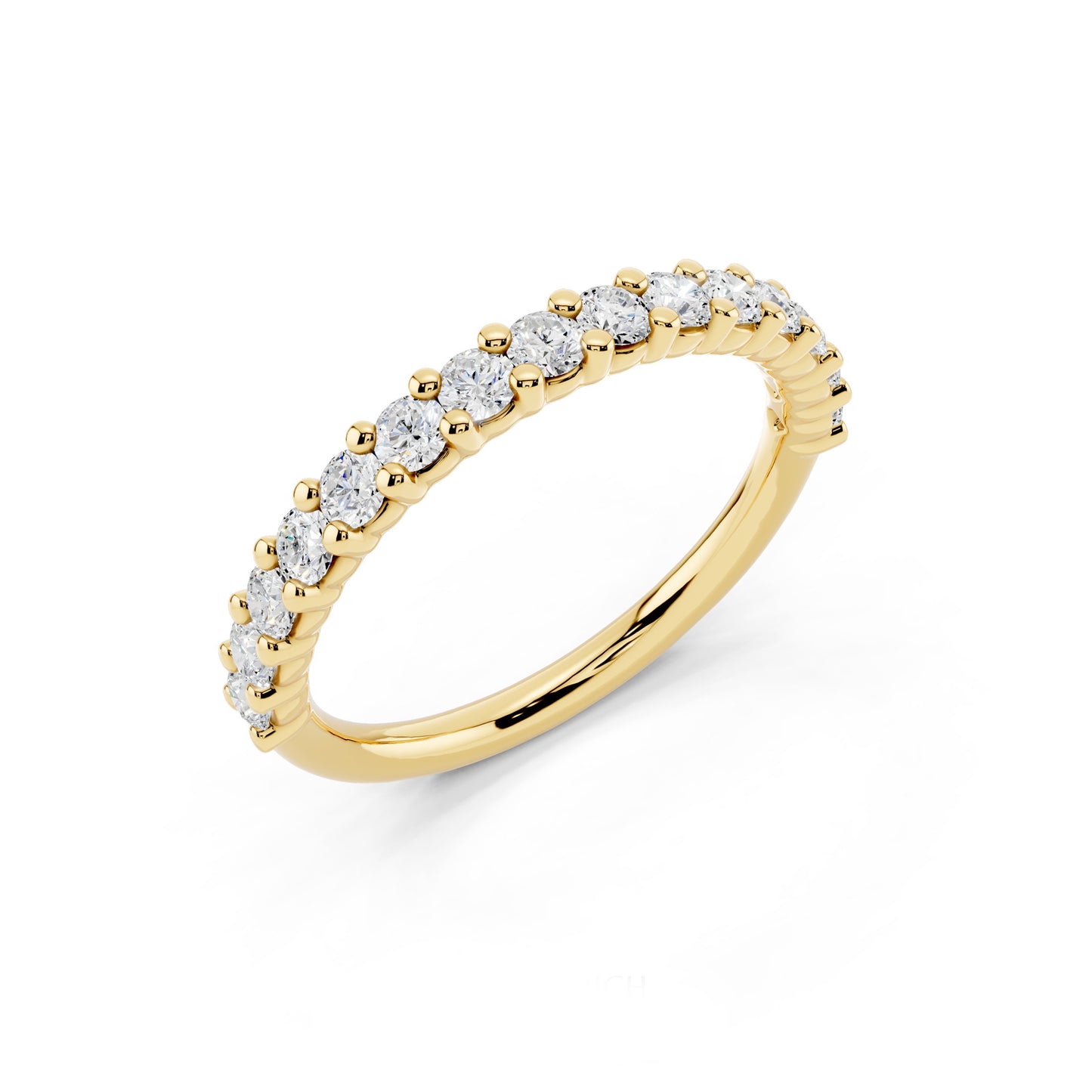 Lab Grown Diamond Half Eternity Ring for Women, 0.53 Carat EF-VS Quality Round Cut Diamond Wedding Band, 925 Sterling Silver Or 14K Gold Anniversary Engagement Stackable Ring