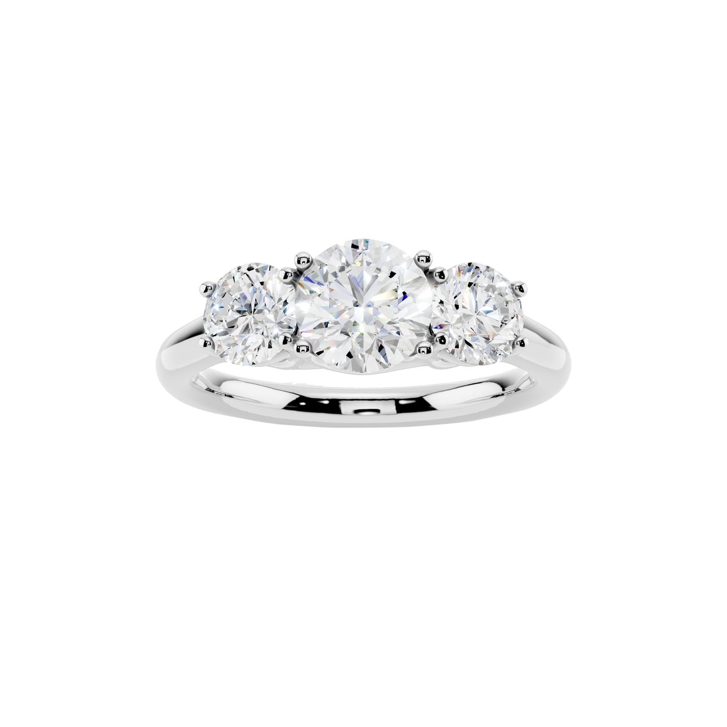 1.47 Carat 3 Stone Trilogy Lab Grown Diamond Engagement Ring for Women - EF-VS Quality, 925 Sterling Silver & 14K Gold, Round Cut Lab Created Diamond, Promise Ring Anniversary Gift