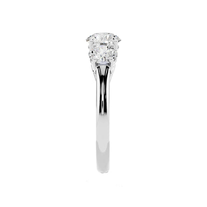 1.47 Carat 3 Stone Trilogy Lab Grown Diamond Engagement Ring for Women - EF-VS Quality, 925 Sterling Silver & 14K Gold, Round Cut Lab Created Diamond, Promise Ring Anniversary Gift