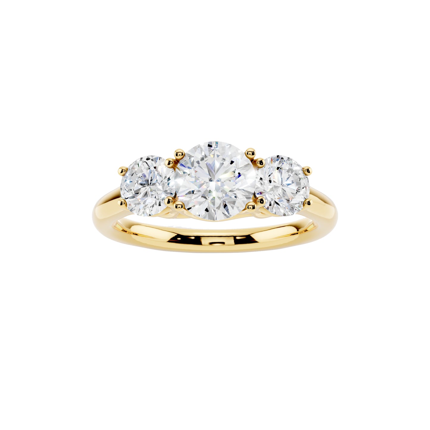 1.47 Carat 3 Stone Trilogy Lab Grown Diamond Engagement Ring for Women - EF-VS Quality, 925 Sterling Silver & 14K Gold, Round Cut Lab Created Diamond, Promise Ring Anniversary Gift