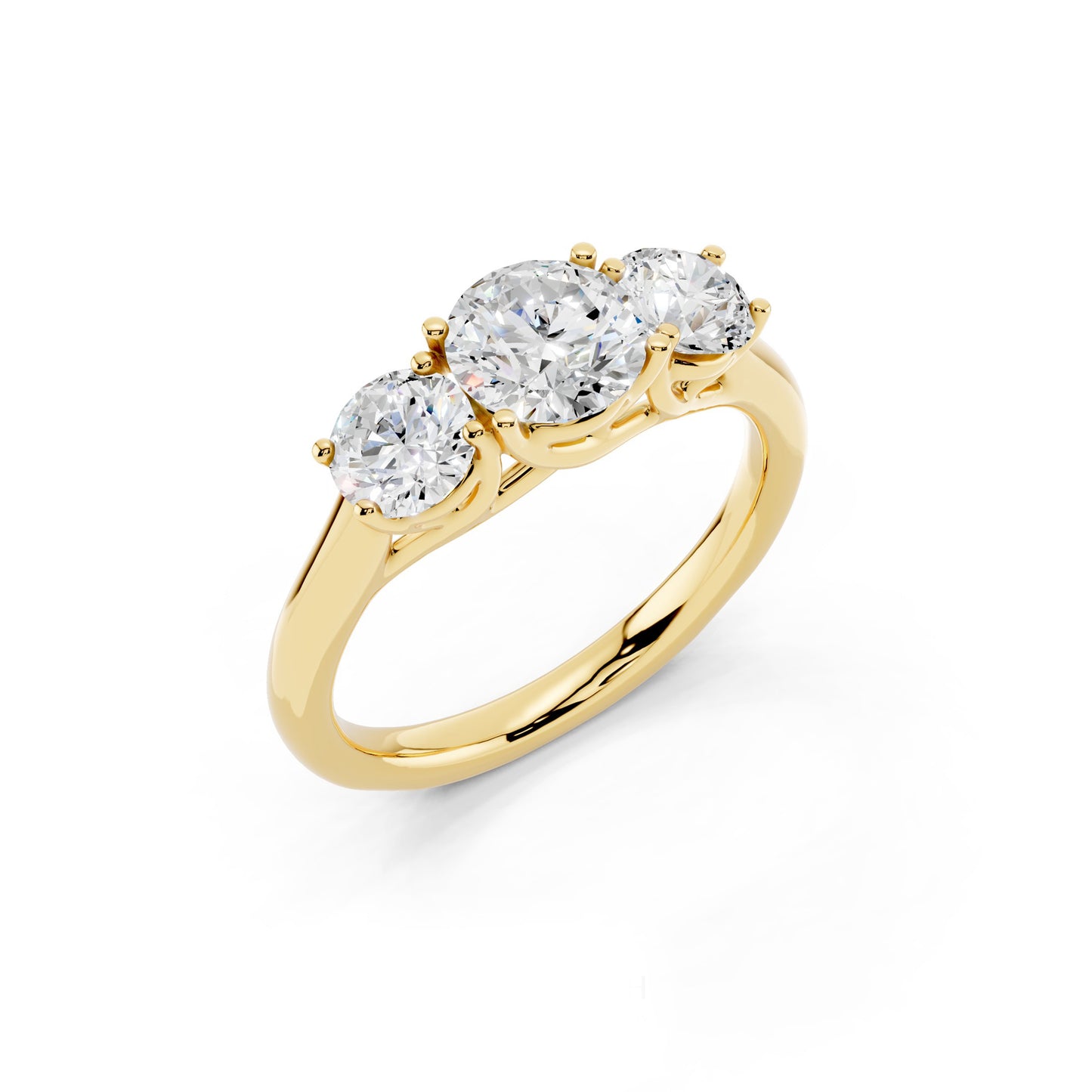 1.47 Carat 3 Stone Trilogy Lab Grown Diamond Engagement Ring for Women - EF-VS Quality, 925 Sterling Silver & 14K Gold, Round Cut Lab Created Diamond, Promise Ring Anniversary Gift
