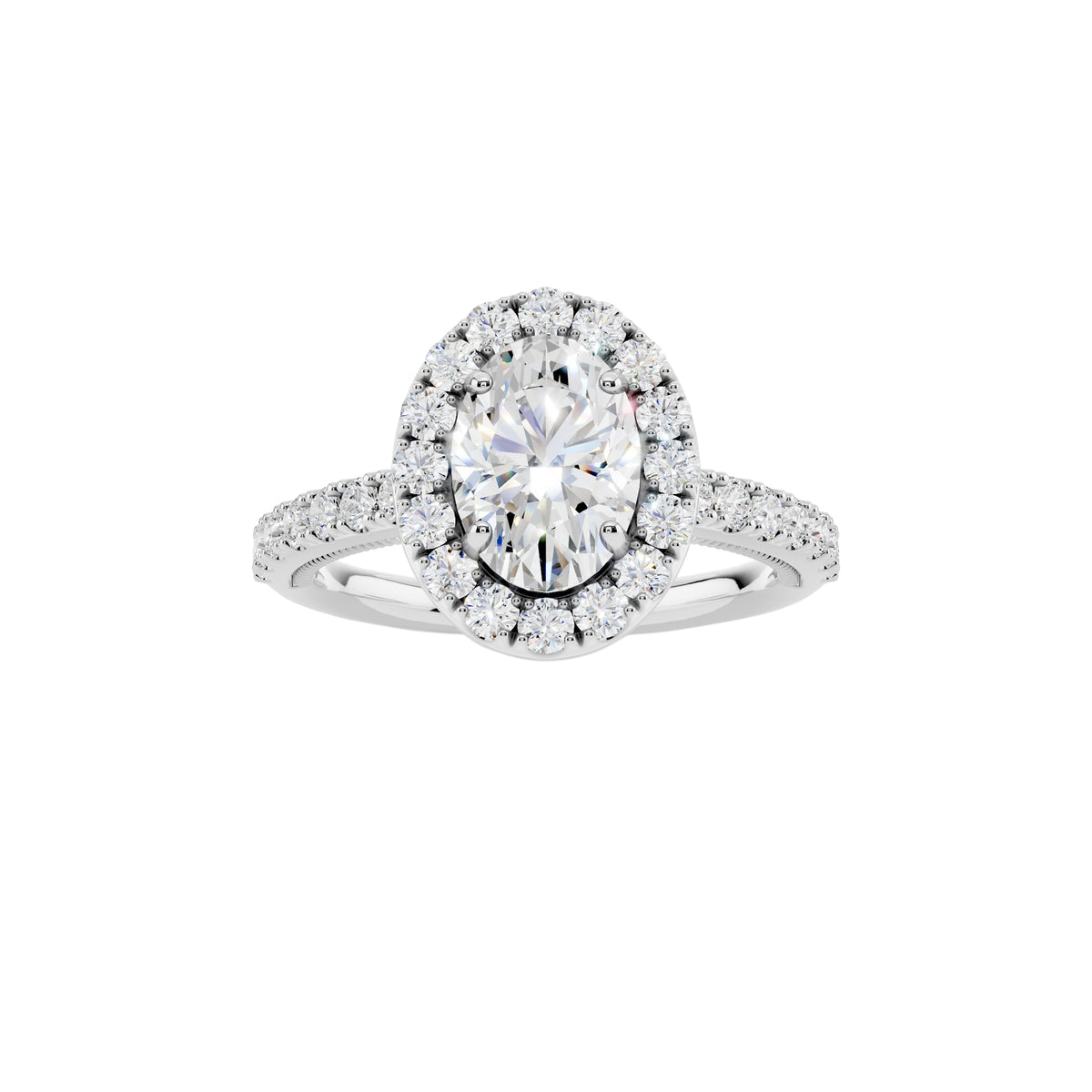 IGI Certified Lab Grown Diamond Halo Engagement Ring for Women – 1.50 Carat Oval Cut, 14K Gold & 925 Sterling Silver, EF Color VS Clarity, Round Halo Setting, Fine Jewelry Gift