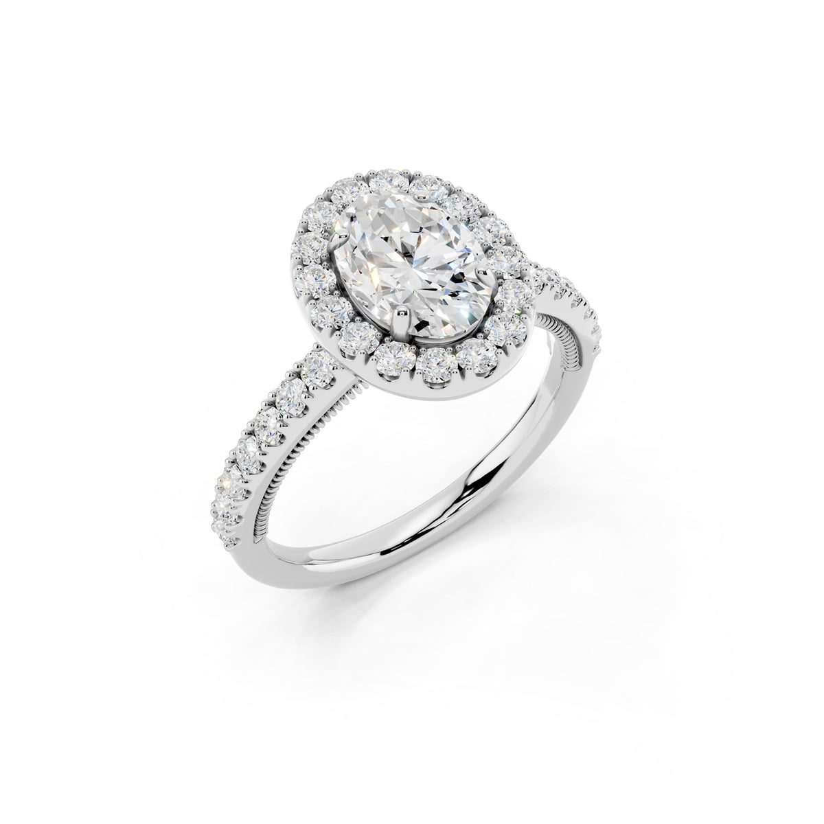 IGI Certified Lab Grown Diamond Halo Engagement Ring for Women – 1.50 Carat Oval Cut, 14K Gold & 925 Sterling Silver, EF Color VS Clarity, Round Halo Setting, Fine Jewelry Gift