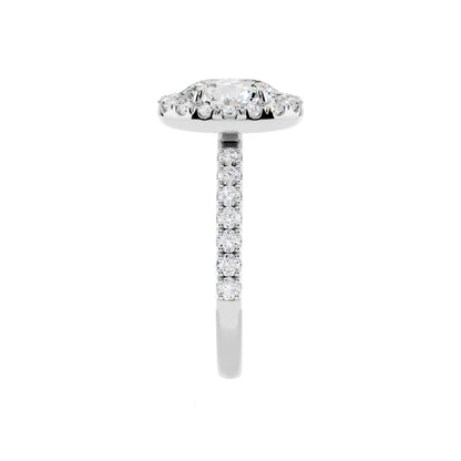 IGI Certified Lab Grown Diamond Halo Engagement Ring for Women – 1.50 Carat Oval Cut, 14K Gold & 925 Sterling Silver, EF Color VS Clarity, Round Halo Setting, Fine Jewelry Gift