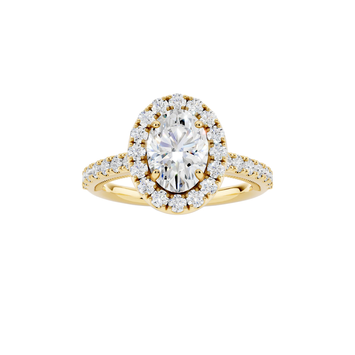 IGI Certified Lab Grown Diamond Halo Engagement Ring for Women – 1.50 Carat Oval Cut, 14K Gold & 925 Sterling Silver, EF Color VS Clarity, Round Halo Setting, Fine Jewelry Gift