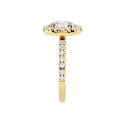 IGI Certified Lab Grown Diamond Halo Engagement Ring for Women – 1.50 Carat Oval Cut, 14K Gold & 925 Sterling Silver, EF Color VS Clarity, Round Halo Setting, Fine Jewelry Gift