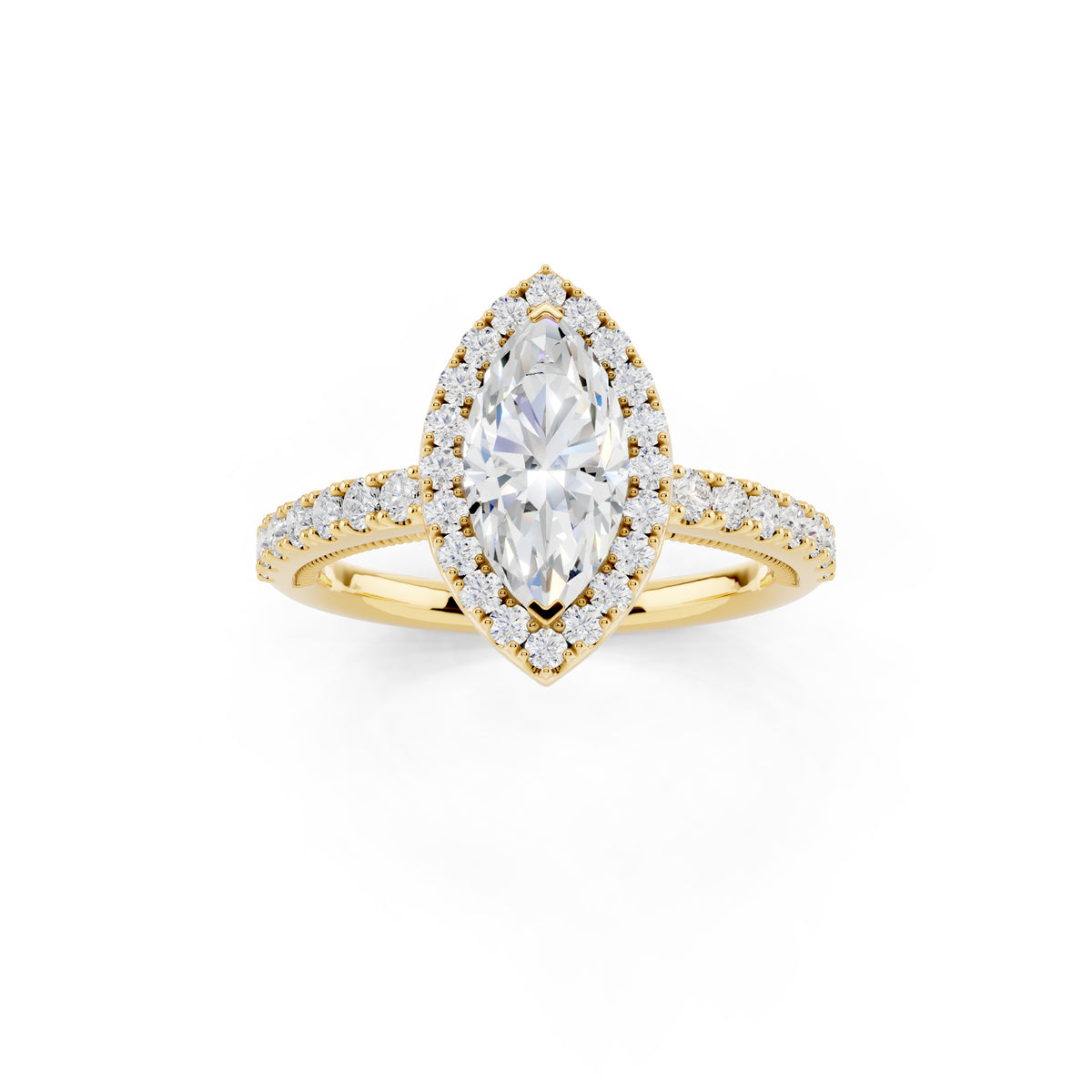 IGI Certified Lab Grown Diamond Halo Engagement Ring for Women – 1.40 Carat Marquise Cut, 14K Gold & 925 Sterling Silver, EF Color VS Clarity, Round Halo Setting, Fine Jewelry Gift
