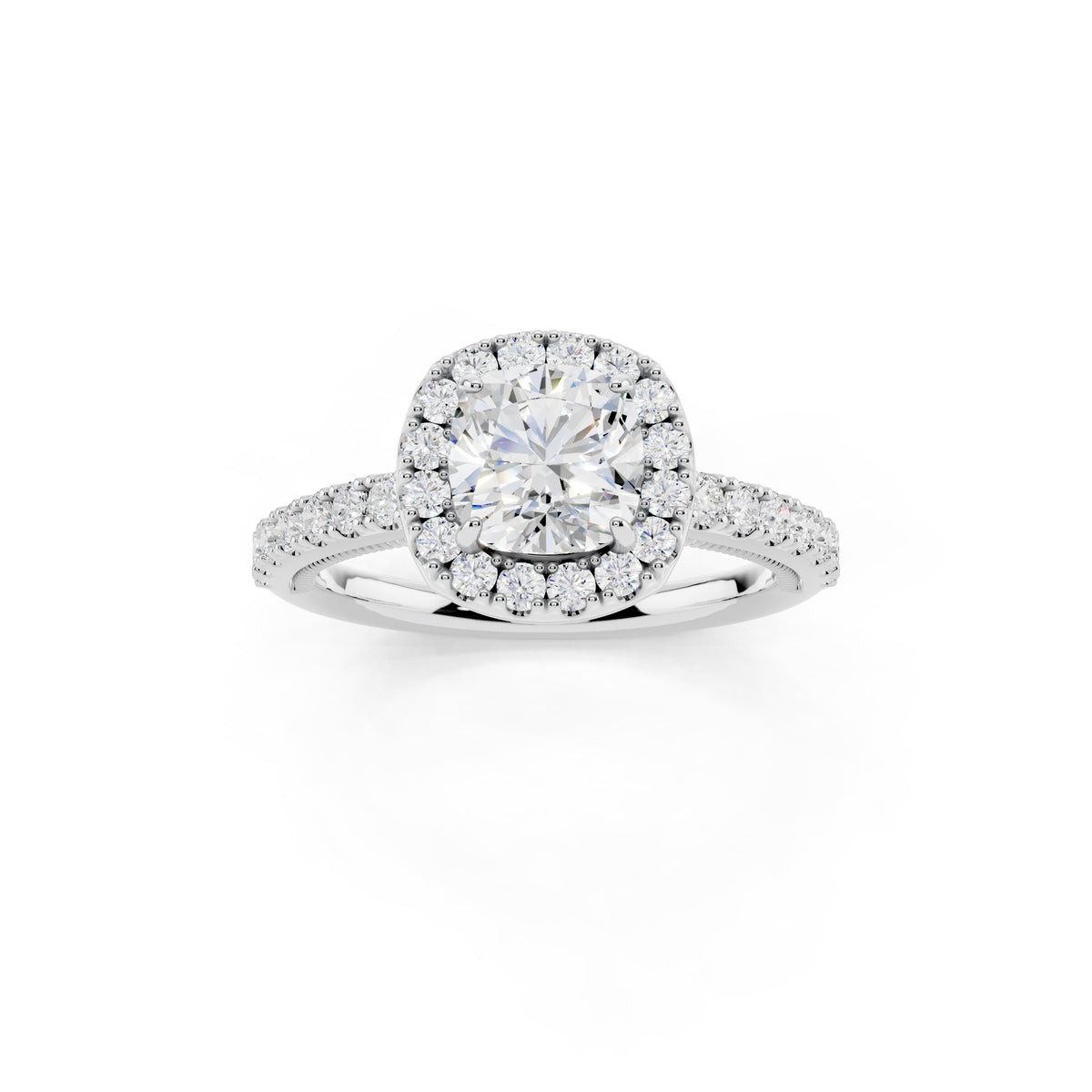 IGI Certified Lab Grown Diamond Halo Engagement Ring for Women – 1.40 Carat Cushion Cut, 14K Gold & 925 Sterling Silver, EF Color VS Clarity, Round Halo Setting, Fine Jewelry Gift