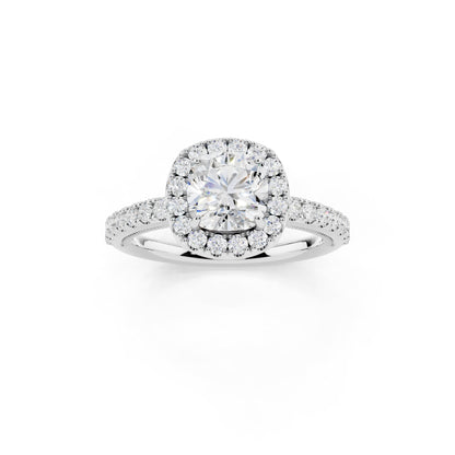IGI Certified Lab Grown Diamond Halo Engagement Ring for Women – 1.40 Carat Cushion Cut, 14K Gold & 925 Sterling Silver, EF Color VS Clarity, Round Halo Setting, Fine Jewelry Gift
