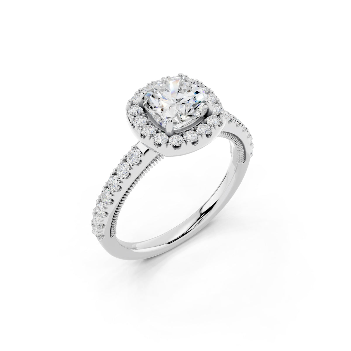 IGI Certified Lab Grown Diamond Halo Engagement Ring for Women – 1.40 Carat Cushion Cut, 14K Gold & 925 Sterling Silver, EF Color VS Clarity, Round Halo Setting, Fine Jewelry Gift