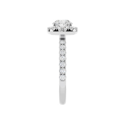 IGI Certified Lab Grown Diamond Halo Engagement Ring for Women – 1.40 Carat Cushion Cut, 14K Gold & 925 Sterling Silver, EF Color VS Clarity, Round Halo Setting, Fine Jewelry Gift