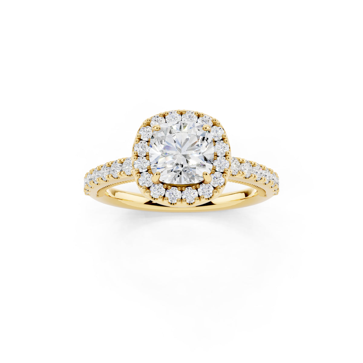 IGI Certified Lab Grown Diamond Halo Engagement Ring for Women – 1.40 Carat Cushion Cut, 14K Gold & 925 Sterling Silver, EF Color VS Clarity, Round Halo Setting, Fine Jewelry Gift