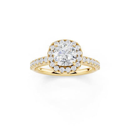 IGI Certified Lab Grown Diamond Halo Engagement Ring for Women – 1.40 Carat Cushion Cut, 14K Gold & 925 Sterling Silver, EF Color VS Clarity, Round Halo Setting, Fine Jewelry Gift