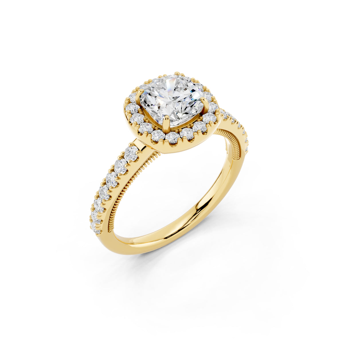 IGI Certified Lab Grown Diamond Halo Engagement Ring for Women – 1.40 Carat Cushion Cut, 14K Gold & 925 Sterling Silver, EF Color VS Clarity, Round Halo Setting, Fine Jewelry Gift