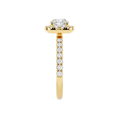 IGI Certified Lab Grown Diamond Halo Engagement Ring for Women – 1.40 Carat Cushion Cut, 14K Gold & 925 Sterling Silver, EF Color VS Clarity, Round Halo Setting, Fine Jewelry Gift