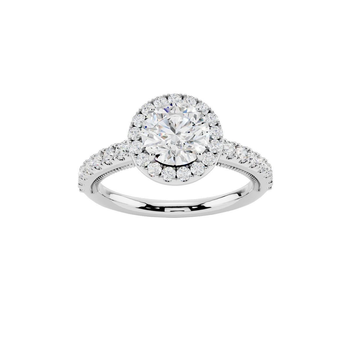 IGI Certified Lab Grown Diamond Halo Engagement Ring for Women – 1.40 Carat Round Cut, 14K Gold & 925 Sterling Silver, EF Color VS Clarity, Round Halo Setting, Fine Jewelry Gift