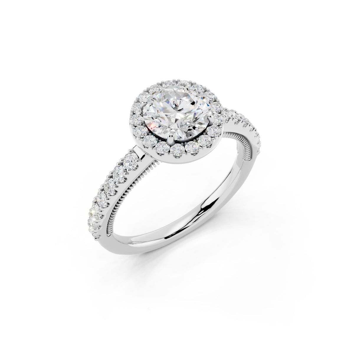 IGI Certified Lab Grown Diamond Halo Engagement Ring for Women – 1.40 Carat Round Cut, 14K Gold & 925 Sterling Silver, EF Color VS Clarity, Round Halo Setting, Fine Jewelry Gift