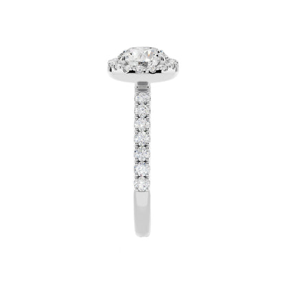 IGI Certified Lab Grown Diamond Halo Engagement Ring for Women – 1.40 Carat Round Cut, 14K Gold & 925 Sterling Silver, EF Color VS Clarity, Round Halo Setting, Fine Jewelry Gift