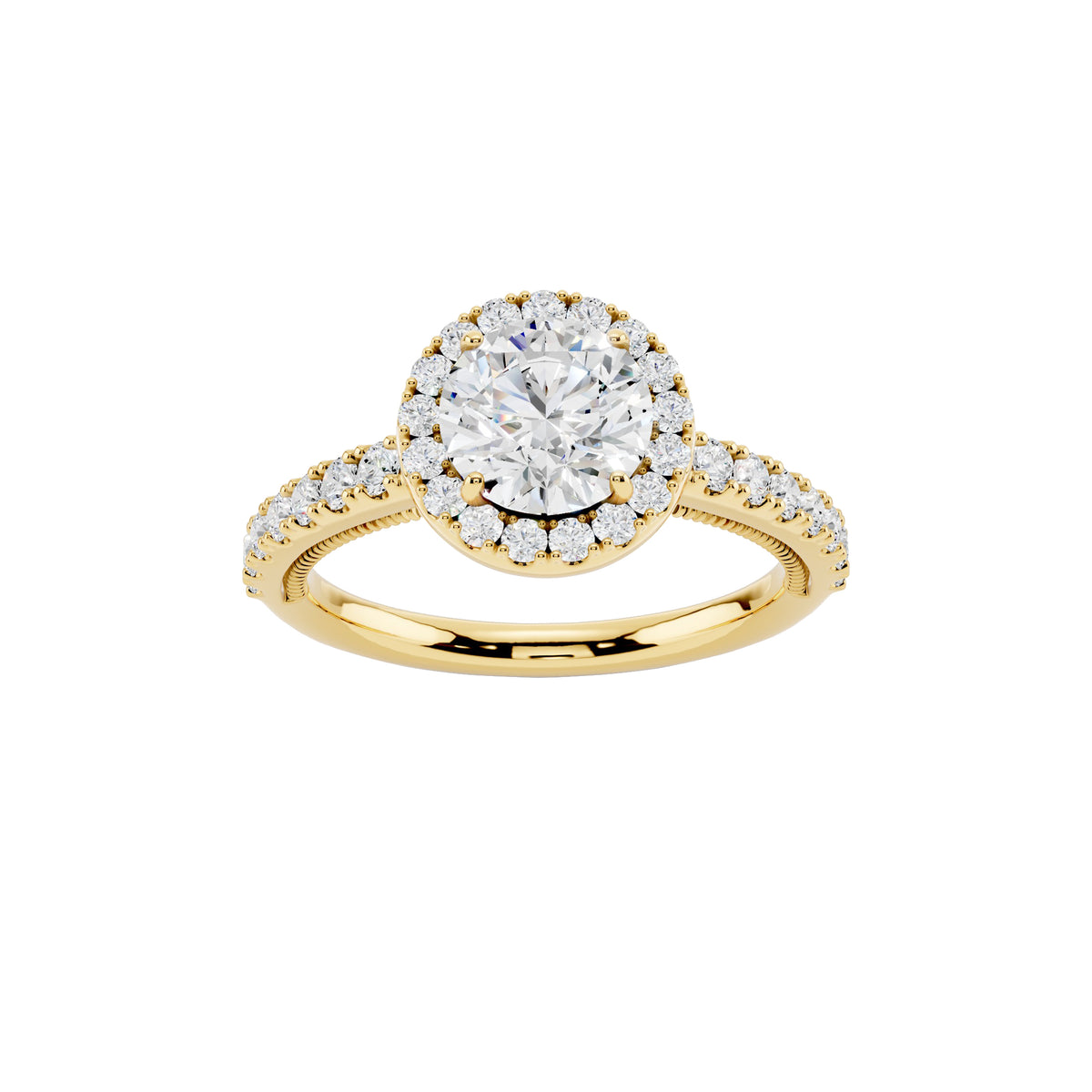 IGI Certified Lab Grown Diamond Halo Engagement Ring for Women – 1.40 Carat Round Cut, 14K Gold & 925 Sterling Silver, EF Color VS Clarity, Round Halo Setting, Fine Jewelry Gift