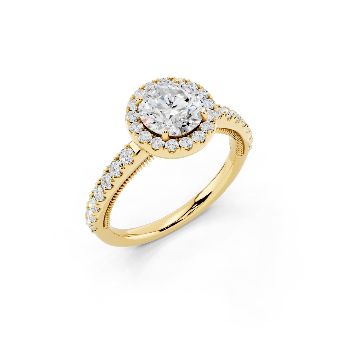 IGI Certified Lab Grown Diamond Halo Engagement Ring for Women – 1.40 Carat Round Cut, 14K Gold & 925 Sterling Silver, EF Color VS Clarity, Round Halo Setting, Fine Jewelry Gift
