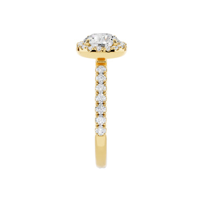 IGI Certified Lab Grown Diamond Halo Engagement Ring for Women – 1.40 Carat Round Cut, 14K Gold & 925 Sterling Silver, EF Color VS Clarity, Round Halo Setting, Fine Jewelry Gift