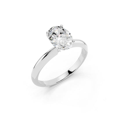 1 Carat IGI Certified Oval Shape Solitaire Lab Grown Diamond Ring 925 Sterling Silver, 14K White Or Yellow Gold | E-F Color VS Clarity | Engagement & Promise Ring For Women