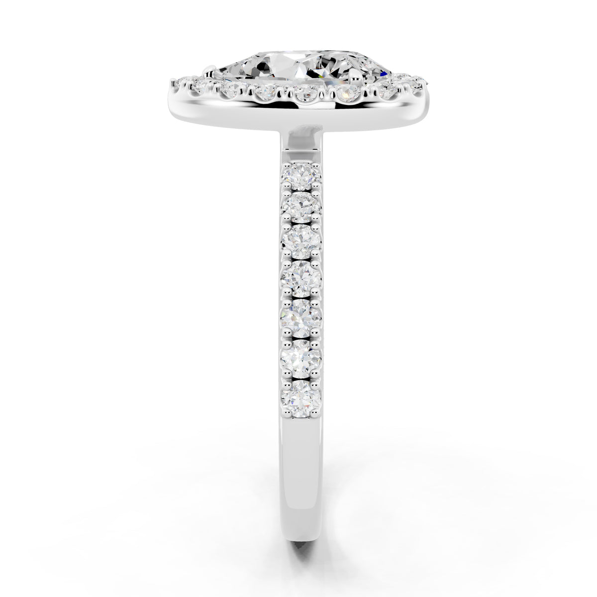 IGI Certified Lab Grown Diamond Halo Engagement Ring for Women – 1.50 Carat Pear Cut, 14K Gold & 925 Sterling Silver, EF Color VS Clarity, Round Halo Setting, Fine Jewelry Gift
