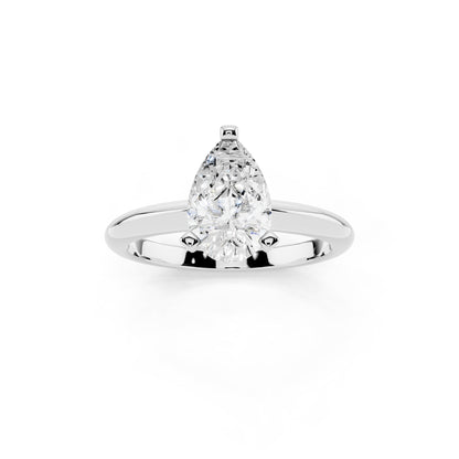 1 Carat IGI Certified Pear Shape Solitaire Lab Grown Diamond Ring 925 Sterling Silver, 14K White Or Yellow Gold | E-F Color VS Clarity | Engagement & Promise Ring For Women