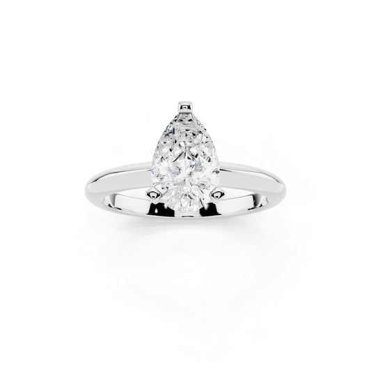 1 Carat IGI Certified Pear Shape Solitaire Lab Grown Diamond Ring 925 Sterling Silver, 14K White Or Yellow Gold | E-F Color VS Clarity | Engagement & Promise Ring For Women