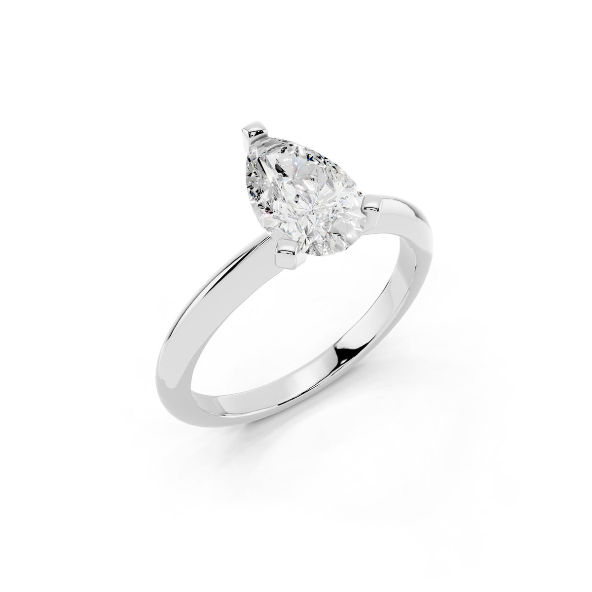 1 Carat IGI Certified Pear Shape Solitaire Lab Grown Diamond Ring 925 Sterling Silver, 14K White Or Yellow Gold | E-F Color VS Clarity | Engagement & Promise Ring For Women