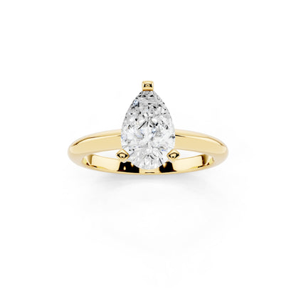 1 Carat IGI Certified Pear Shape Solitaire Lab Grown Diamond Ring 925 Sterling Silver, 14K White Or Yellow Gold | E-F Color VS Clarity | Engagement & Promise Ring For Women