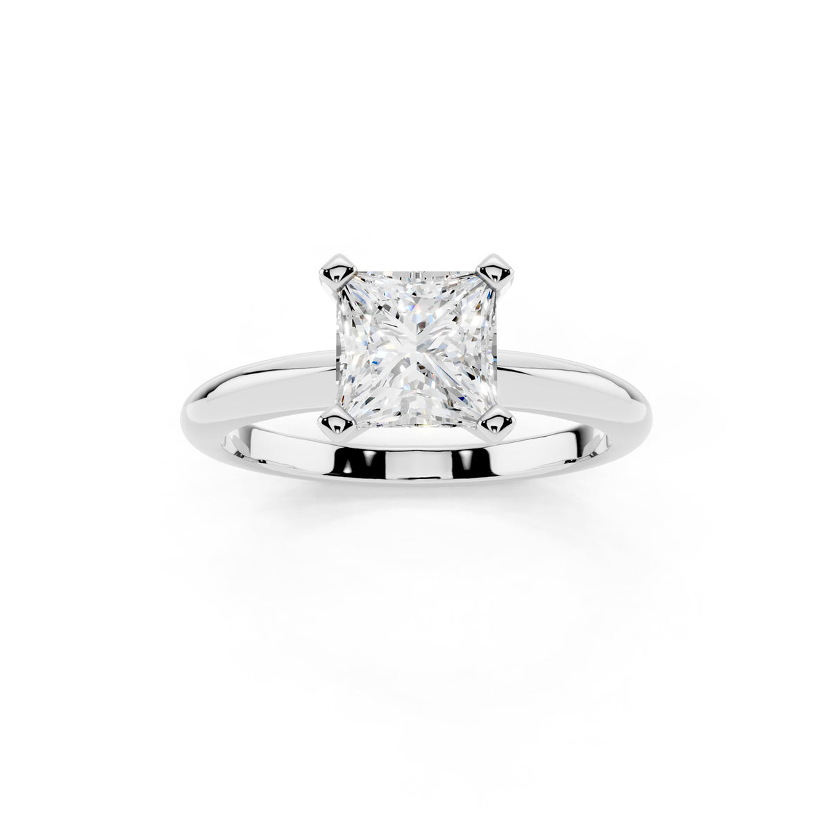 1 Carat IGI Certified Princess Shape Solitaire Lab Grown Diamond Ring 925 Sterling Silver, 14K White Or Yellow Gold | E-F Color VS Clarity | Engagement & Promise Ring For Women