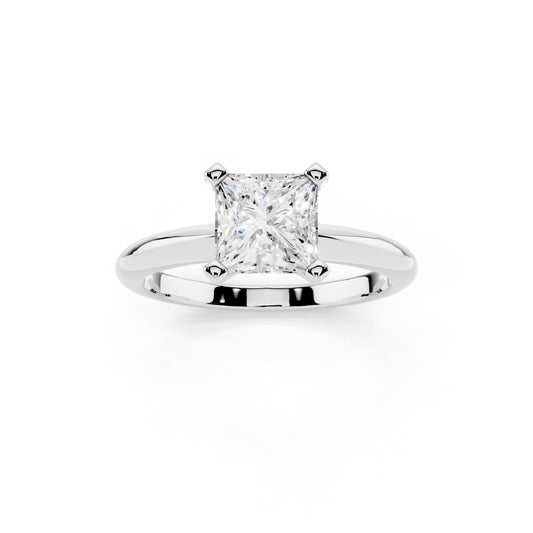 1 Carat IGI Certified Princess Shape Solitaire Lab Grown Diamond Ring 925 Sterling Silver, 14K White Or Yellow Gold | E-F Color VS Clarity | Engagement & Promise Ring For Women