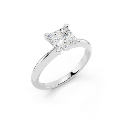 1 Carat IGI Certified Princess Shape Solitaire Lab Grown Diamond Ring 925 Sterling Silver, 14K White Or Yellow Gold | E-F Color VS Clarity | Engagement & Promise Ring For Women
