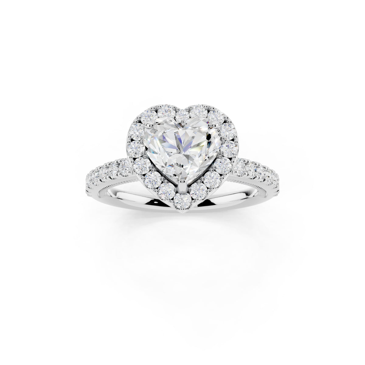 IGI Certified Lab Grown Diamond Halo Engagement Ring for Women – 1.50 Carat Heart Cut, 14K Gold & 925 Sterling Silver, EF Color VS Clarity, Round Halo Setting, Fine Jewelry Gift