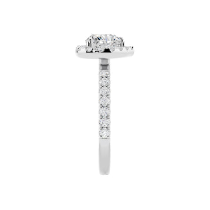 IGI Certified Lab Grown Diamond Halo Engagement Ring for Women – 1.50 Carat Heart Cut, 14K Gold & 925 Sterling Silver, EF Color VS Clarity, Round Halo Setting, Fine Jewelry Gift