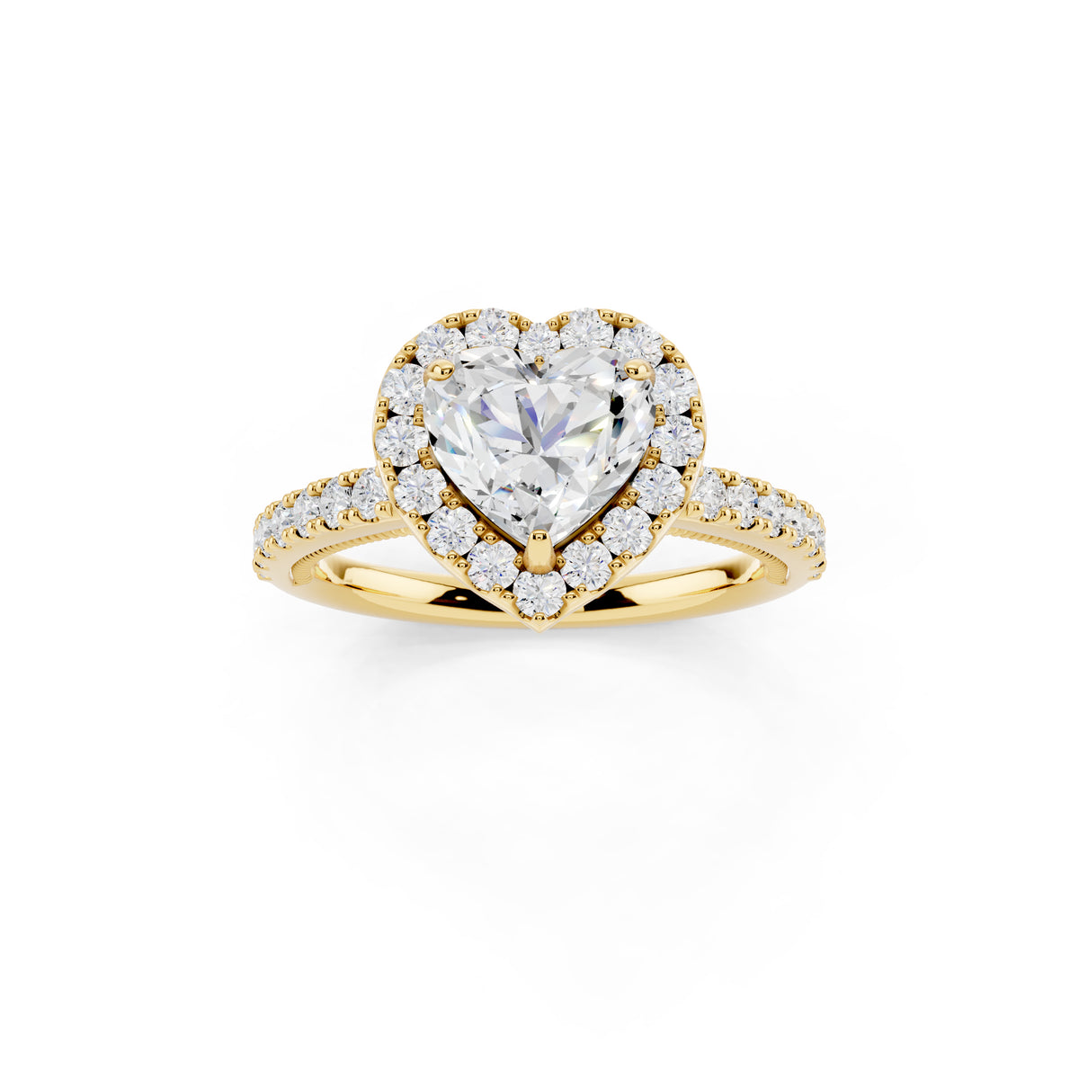 IGI Certified Lab Grown Diamond Halo Engagement Ring for Women – 1.50 Carat Heart Cut, 14K Gold & 925 Sterling Silver, EF Color VS Clarity, Round Halo Setting, Fine Jewelry Gift
