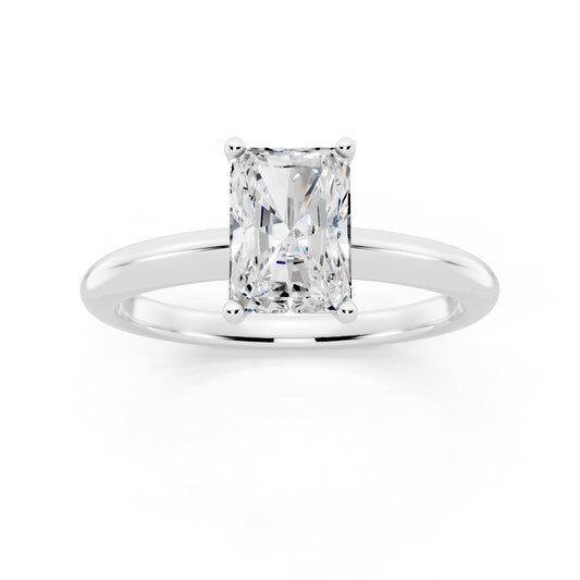 1 Carat IGI Certified Radiant Shape Solitaire Lab Grown Diamond Ring 925 Sterling Silver, 14K White Or Yellow Gold | E-F Color VS Clarity | Engagement & Promise Ring For Women